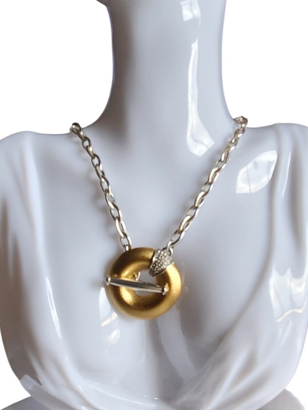 Vtg. Brighton T-bar Toggle Pendant Necklace